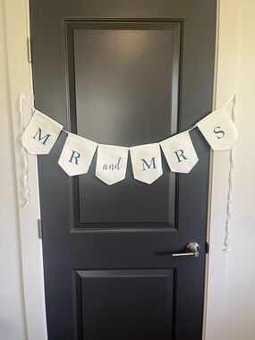 MR and MRS Fabric Bunting Banner 7ft Long Wedding Decor Photo Prop